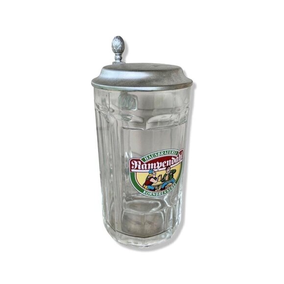 Kampendahl Lidded Beer Mug Glass & Pewter - Picture 1 of 7